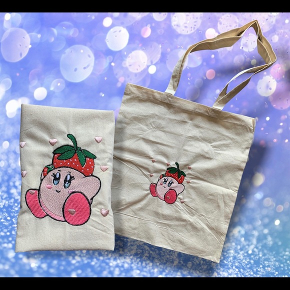 Cute Kirby strawberry theme 6oz tote bag - Picture 4 of 10